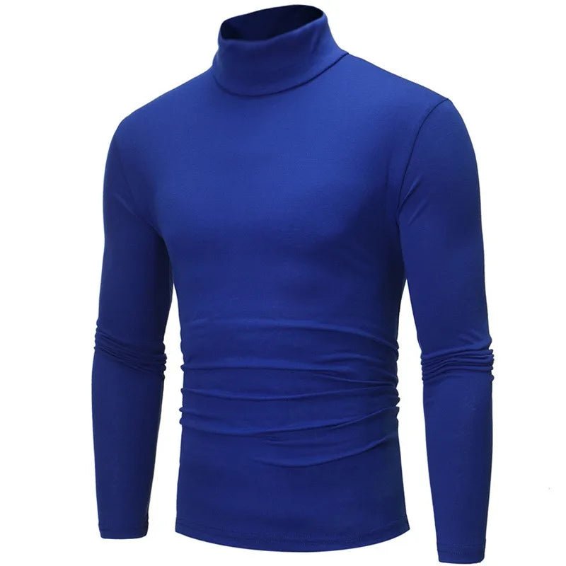 Autumn Winter Men's High Neck T-shirt Slim Fit Fashion High Elastic Long Sleeve Casual Breathable Apparel Pullover Thermal Tops - 7DAY'S