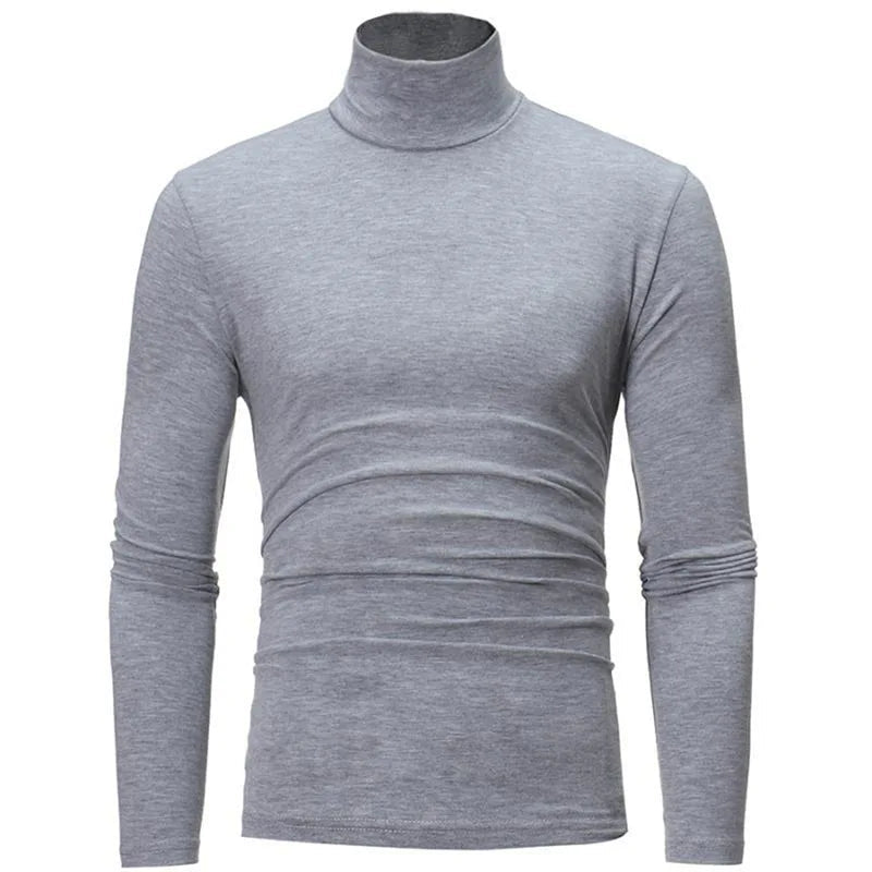 Autumn Winter Men's High Neck T-shirt Slim Fit Fashion High Elastic Long Sleeve Casual Breathable Apparel Pullover Thermal Tops - 7DAY'S