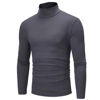 Autumn Winter Men's High Neck T-shirt Slim Fit Fashion High Elastic Long Sleeve Casual Breathable Apparel Pullover Thermal Tops - 7DAY'S