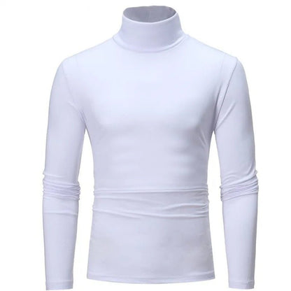 Autumn Winter Men's High Neck T-shirt Slim Fit Fashion High Elastic Long Sleeve Casual Breathable Apparel Pullover Thermal Tops - 7DAY'S