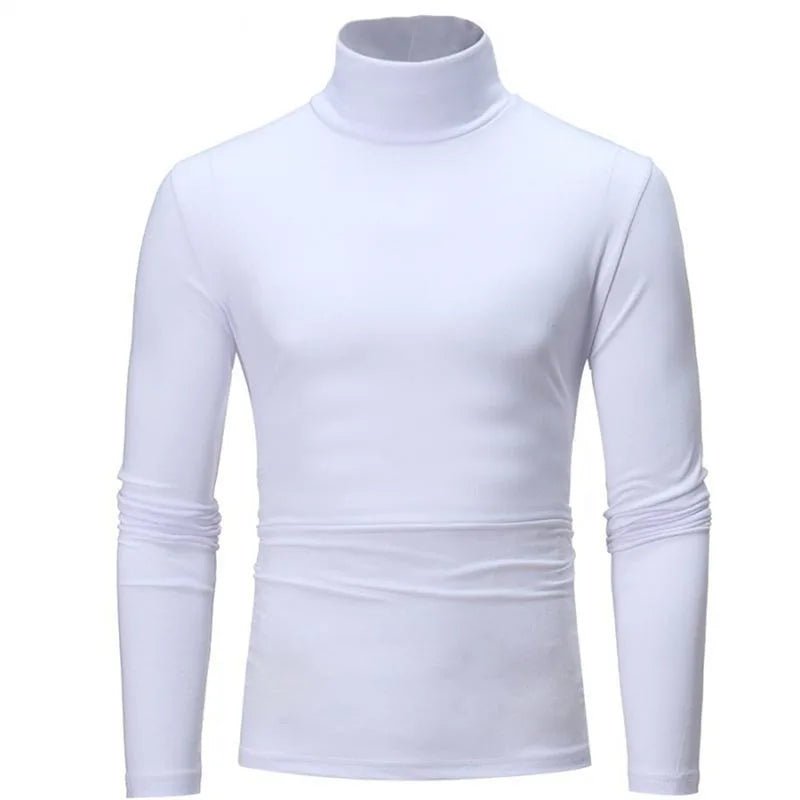 Autumn Winter Men's High Neck T-shirt Slim Fit Fashion High Elastic Long Sleeve Casual Breathable Apparel Pullover Thermal Tops - 7DAY'S