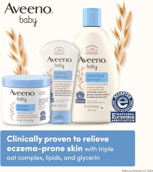 Aveeno Baby Eczema Therapy Nighttime Moisturizing Body Balm, Soothes & Relieves Dry, Itchy Skin from Eczema, HSA/FSA Eligible, Hypoallergenic, Fragrance - & Steroid - Free, 11 oz - 7DAY'S