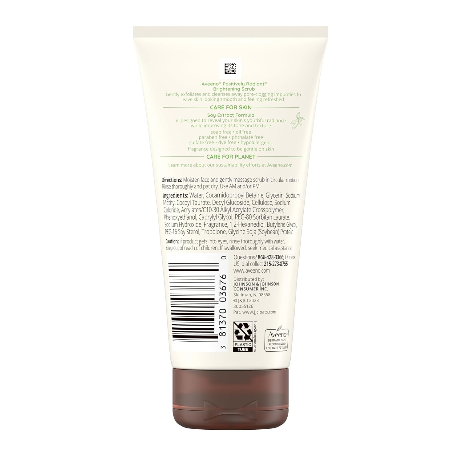 Aveeno Positively Radiant Skin Brightening Exfoliating Daily Facial Scrub, Moisture - Rich Soy Extract, helps improve skin tone & texture, Oil - & Soap - Free, Hypoallergenic, 5 oz - 7DAY'S