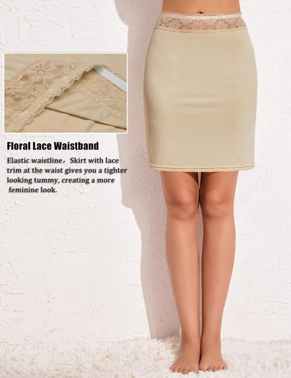 Avidlove Half Slips for Women Underskirt Slip Skirt with Floral Lace Waistband - 7DAY'S