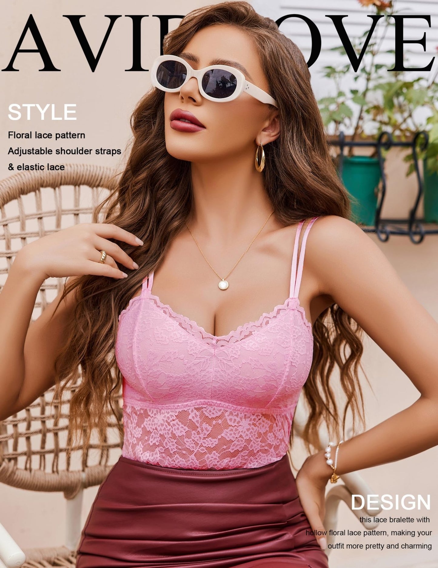 Avidlove Lace Bralette for Women V Neck Camisole Lingerie Spaghetti Strap Tube Slim Tank Top - 7DAY'S