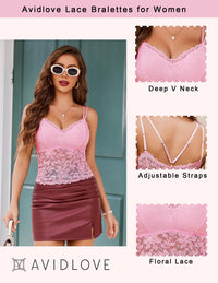 Avidlove Lace Bralette for Women V Neck Camisole Lingerie Spaghetti Strap Tube Slim Tank Top - 7DAY'S