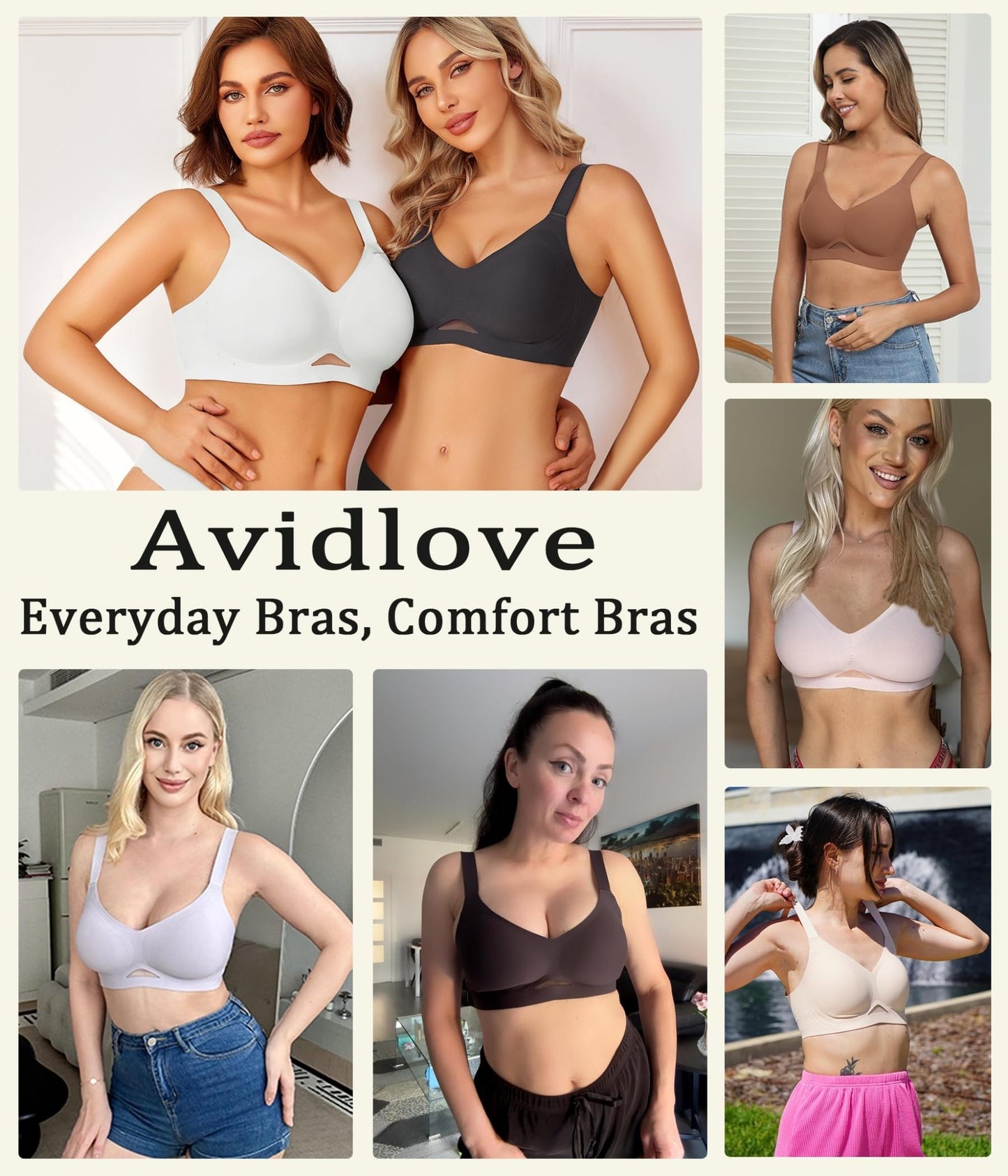 Avidlove Wireless Bras for Women Bras No Underwire Seamless Push Up Bralette Full Coverage Comfort Bra Everyday Bra - 7DAY'S