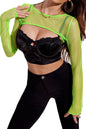 Avidlove Women Fishnet Long Sleeve Crop Top See Through Shirt Sheer Blouse Sexy Outfits - 7DAY'S