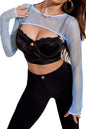 Avidlove Women Fishnet Long Sleeve Crop Top See Through Shirt Sheer Blouse Sexy Outfits - 7DAY'S