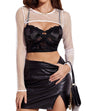 Avidlove Women Fishnet Long Sleeve Crop Top See Through Shirt Sheer Blouse Sexy Outfits - 7DAY'S