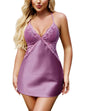 Avidlove Women Lingerie V Neck Nightwear Satin Sleepwear Lace Chemise Mini Teddy - 7DAY'S