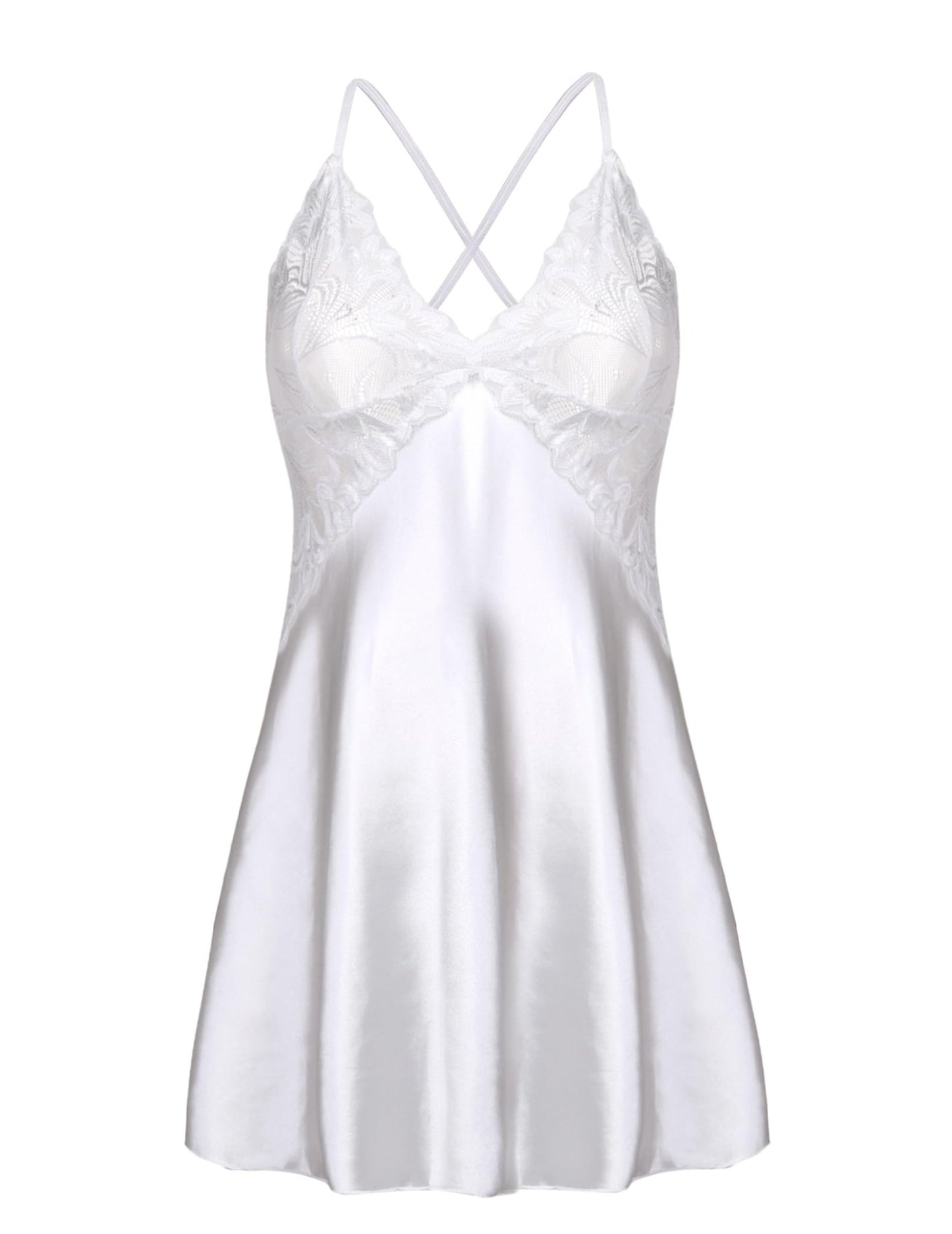 Avidlove Women Lingerie V Neck Nightwear Satin Sleepwear Lace Chemise Mini Teddy - 7DAY'S