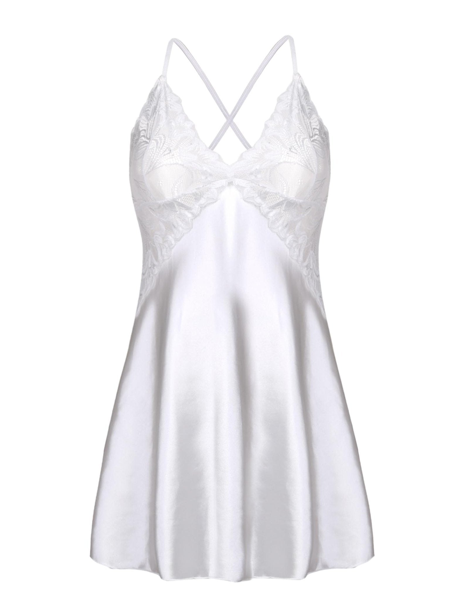 Avidlove Women Lingerie V Neck Nightwear Satin Sleepwear Lace Chemise Mini Teddy - 7DAY'S