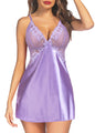 Avidlove Women Lingerie V Neck Nightwear Satin Sleepwear Lace Chemise Mini Teddy - 7DAY'S