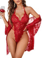Avidlove Women Sexy Lingerie Set 2 Piece Lace Kimono Robe with Lace Teddy Lingerie Bodysuit - 7DAY'S