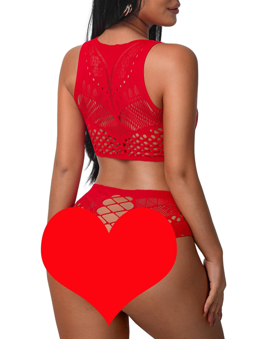 Avidlove Womens Fishnet Lingerie for Women Sexy Two Piece Lingerie Set Stripper Outfit - 7DAY'S