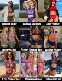 Avidlove Womens Fishnet Lingerie for Women Sexy Two Piece Lingerie Set Stripper Outfit - 7DAY'S