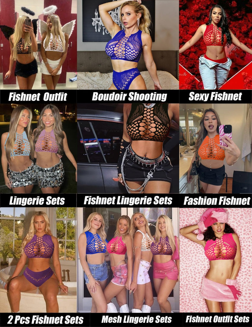 Avidlove Womens Fishnet Lingerie for Women Sexy Two Piece Lingerie Set Stripper Outfit - 7DAY'S