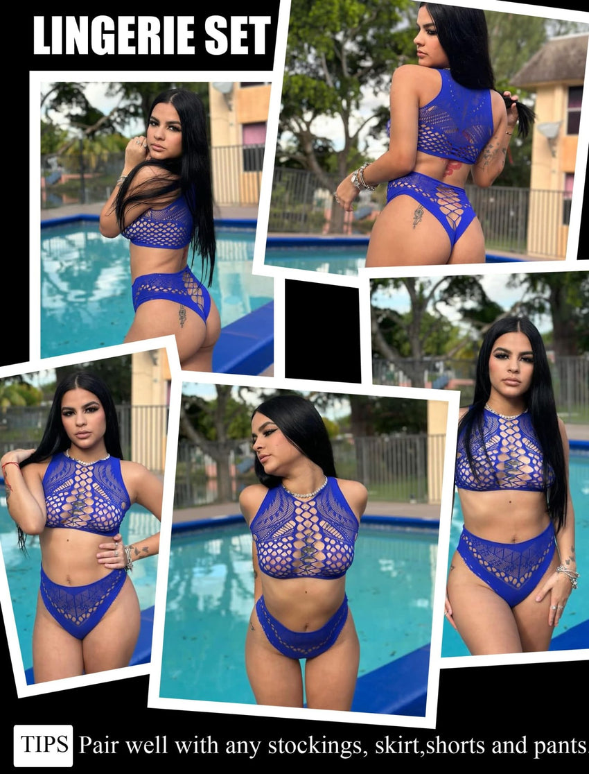 Avidlove Womens Fishnet Lingerie for Women Sexy Two Piece Lingerie Set Stripper Outfit - 7DAY'S