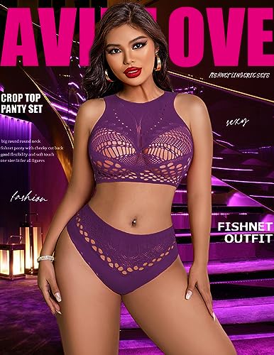 Avidlove Womens Fishnet Lingerie for Women Sexy Two Piece Lingerie Set Stripper Outfit - 7DAY'S