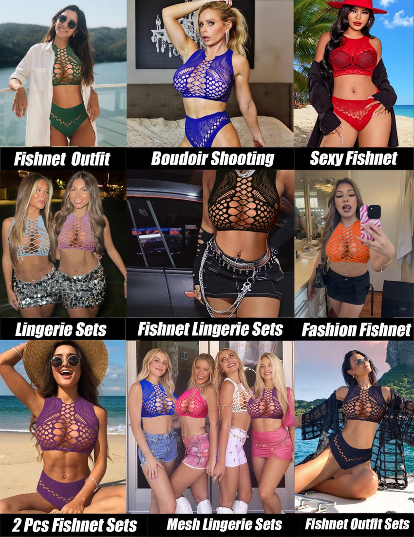 Avidlove Womens Fishnet Lingerie for Women Sexy Two Piece Lingerie Set Stripper Outfit - 7DAY'S