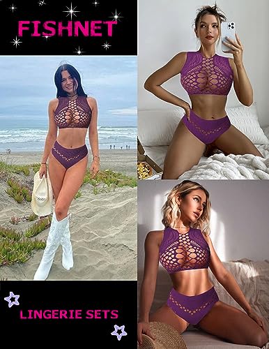 Avidlove Womens Fishnet Lingerie for Women Sexy Two Piece Lingerie Set Stripper Outfit - 7DAY'S