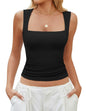 Avidlove Women's Square Neck Tank Top Sleeveless Double Lined Basic Crop Tops Going Out Shirt Slim Fit Summer - 7DAY'S