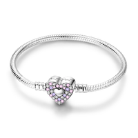 Silver Plated Stars Heart Shape Butterflies Clover Clasp Bracelet for Women Fit Original Charms Beads DIY Making Gift