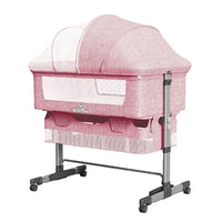 Baby Bassinet, Bedside Sleeper,Foldable Baby Bed to Bed, Adjustable Portable Bed for Infant/Baby/Newborn,with Mosquito Nets, Large Storage Bag, Comfortable Mattresses, Lockable Wheels - 7DAY'S