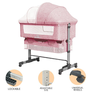 Baby Bassinet, Bedside Sleeper,Foldable Baby Bed to Bed, Adjustable Portable Bed for Infant/Baby/Newborn,with Mosquito Nets, Large Storage Bag, Comfortable Mattresses, Lockable Wheels - 7DAY'S