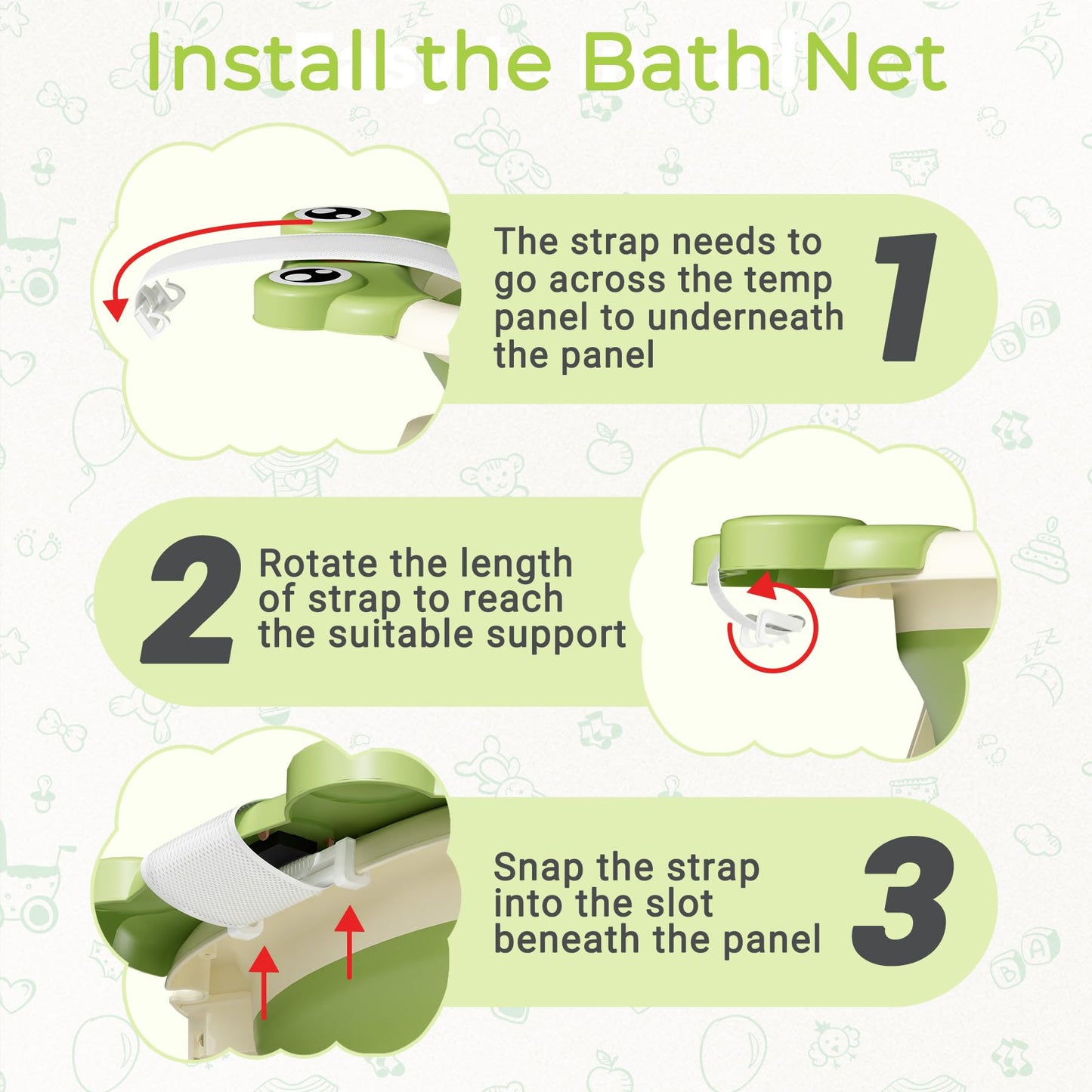 Baby Bathtub, Collapsible Newborn Bathtub for Infant to Toddler 0 - 24 Months with Soft Cushion and Thermometer,Portable Travel Newborn Tub with No - Slip Feet, Baby Shower Gifts,Green - 7DAY'S