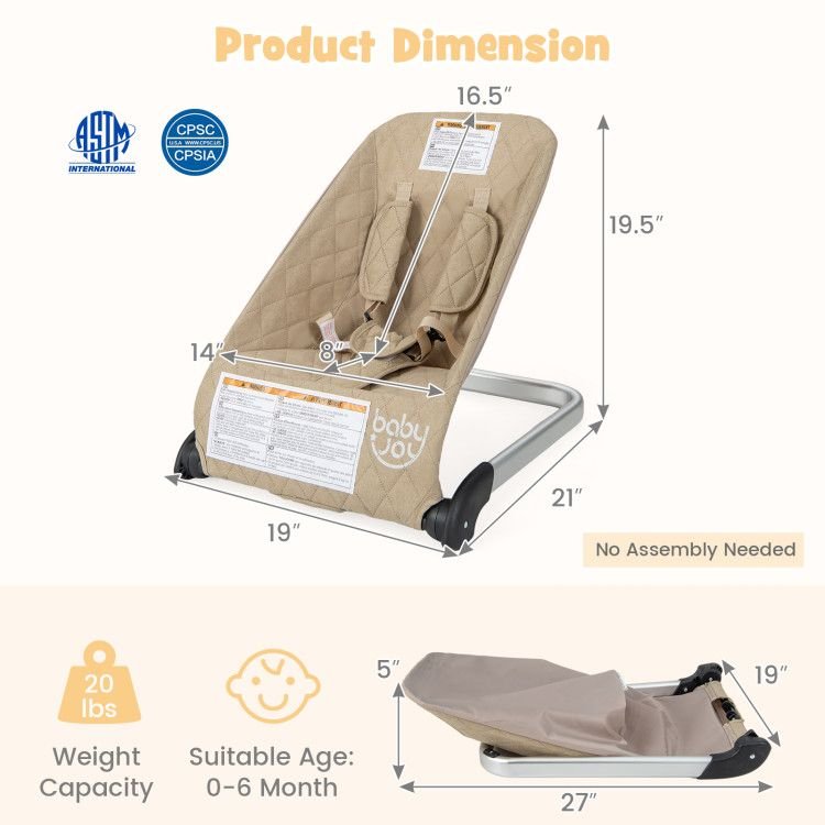 Baby Bouncer Seat with Aluminum and Metal Frame - 7DAY'S