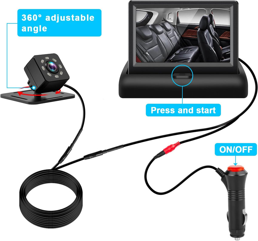 Baby Car Mirror with 4.3'' HD Night Vision Function Display, Safety Car Seat Camera with Wide Crystal Clear View, Easily Observe The Baby’s Move(Not USB) - 7DAY'S