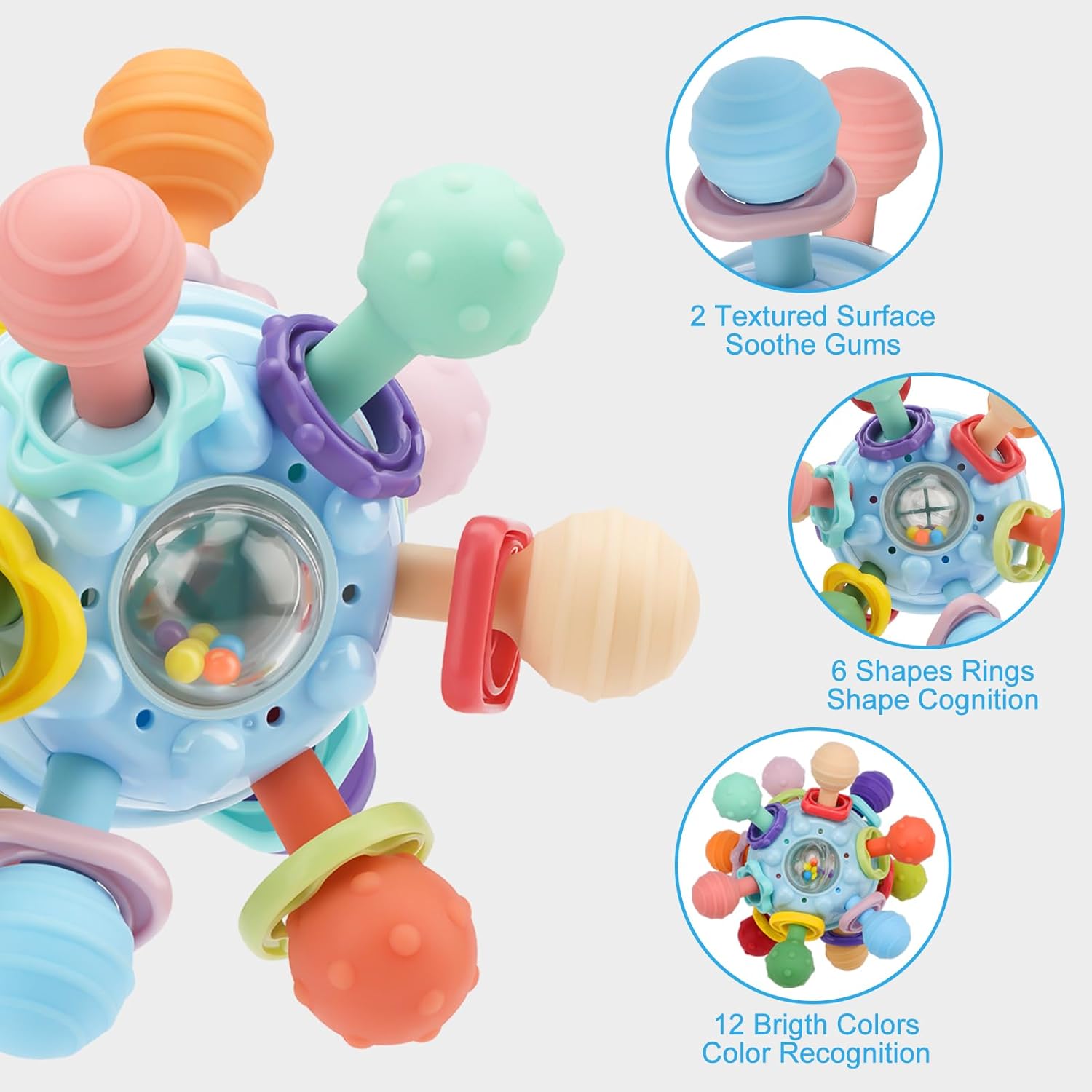 Baby Montessori Sensory Toys for 0 - 6 6 - 12 Months, Baby Teether Teething Toys for Babies 0 3 6 9 12 18 Months, Newborn Infant Learning Developmental Toys Gifts for 1 2 Year Old Boys Girls - 7DAY'S