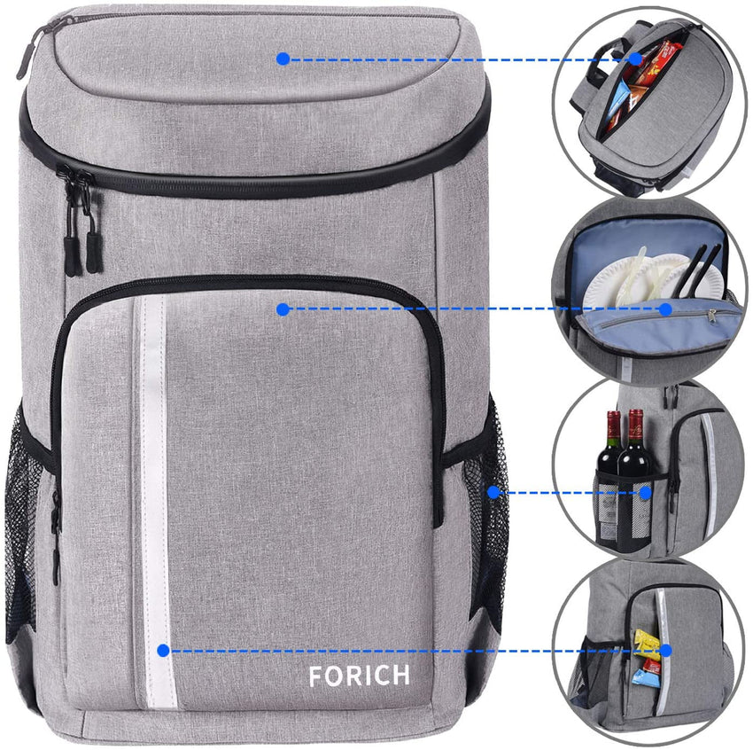 Backpack Cooler Leakproof Insulated Waterproof Backpack Cooler Bag, Lightweight Soft Beach Cooler Backpack for Men Women to Work Lunch Picnics Camping Hiking, 30 Cans - 7DAY'S