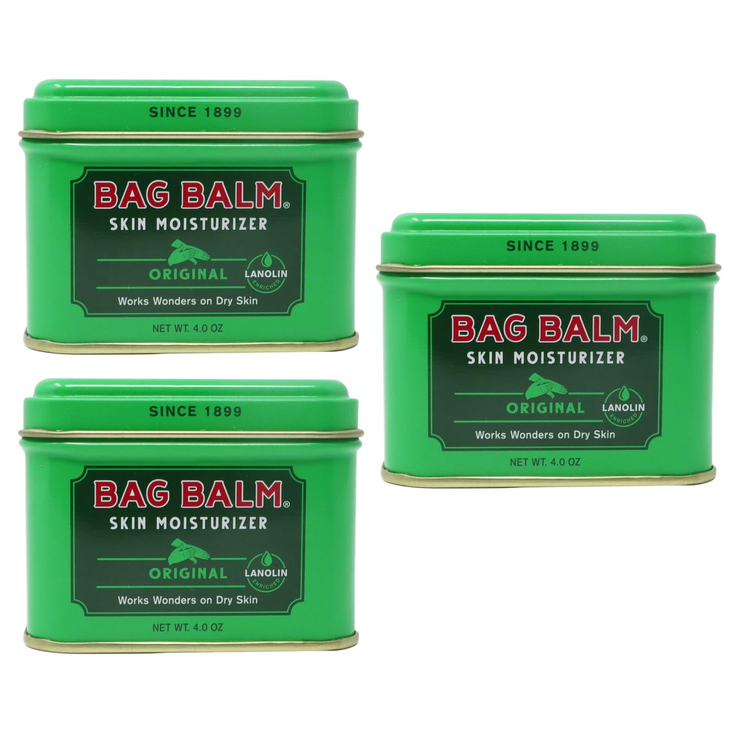 Bag Balm Vermont's Original Skin Moisturizer - Full Body Hydrating Skin Care: Dry Hands, Lips, Face, Feet & More - Unscented, Cruelty & Paraben Free - Day & Night, Men & Women (4oz Tin, Made in USA) - 7DAY'S