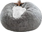 Bag Chair Cover(it was only a Cover; not a Full Bean Bag) Chair Cushion; Big Round Soft Fluffy PV Velvet Sofa Bed Cover; Living Room Furniture; Lazy Sofa Bed Cover; 5ft Light Grey - 7DAY'S