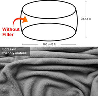 Bag Chair Cover(it was only a Cover; not a Full Bean Bag) Chair Cushion; Big Round Soft Fluffy PV Velvet Sofa Bed Cover; Living Room Furniture; Lazy Sofa Bed Cover; 5ft Light Grey - 7DAY'S