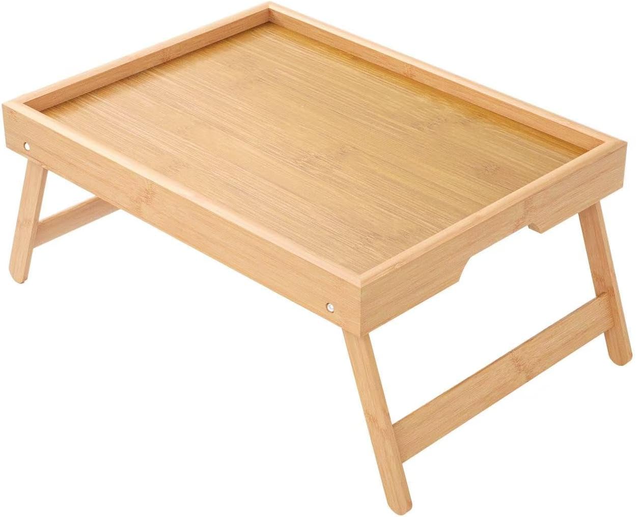 Bamboo Bed Tray Table with Foldable Legs - Multifunctional Breakfast Tray for Sofa, Bed, Eating, Working & Laptop Desk（Super Good qualiey） (Black) - 7DAY'S