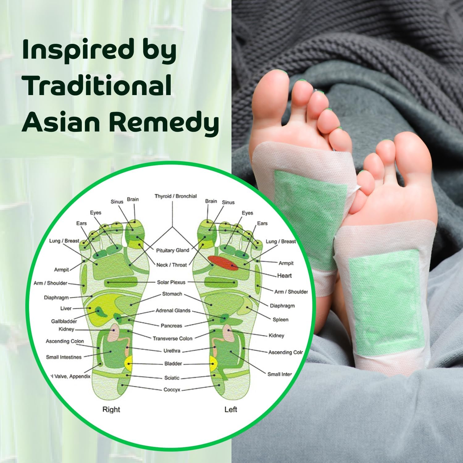 Bandoo Original Deep Cleansing Foot Pads | Rana Pads | Premium Natural Bamboo Foot Pads | Japanese Pads | Cleanse, Moisturize & Energize | for Men & Women | 10 Pads - 7DAY'S