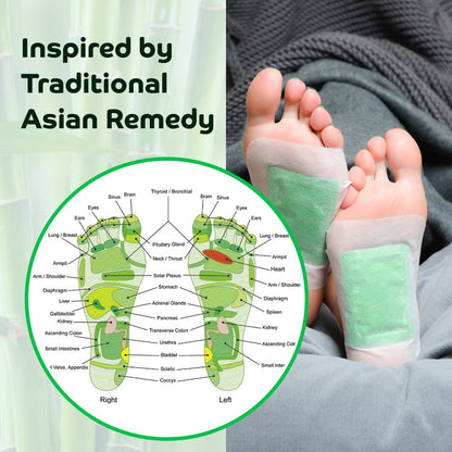 Bandoo Original Deep Cleansing Foot Pads | Rana Pads | Premium Natural Bamboo Foot Pads | Japanese Pads | Cleanse, Moisturize & Energize | for Men & Women | 10 Pads - 7DAY'S