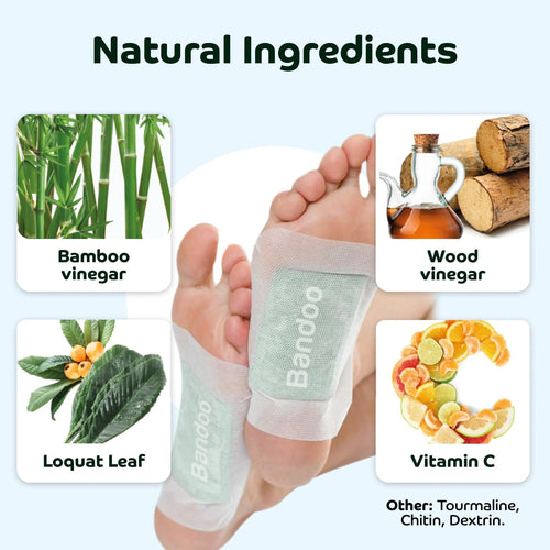 Bandoo Original Deep Cleansing Foot Pads | Rana Pads | Premium Natural Bamboo Foot Pads | Japanese Pads | Cleanse, Moisturize & Energize | for Men & Women | 10 Pads - 7DAY'S