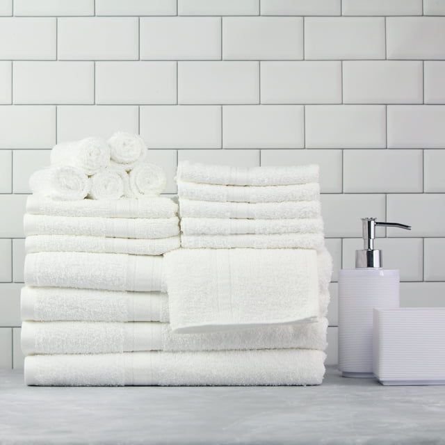 Basic Solid 18 - Piece Bath Towel Set Collection - 7DAY'S