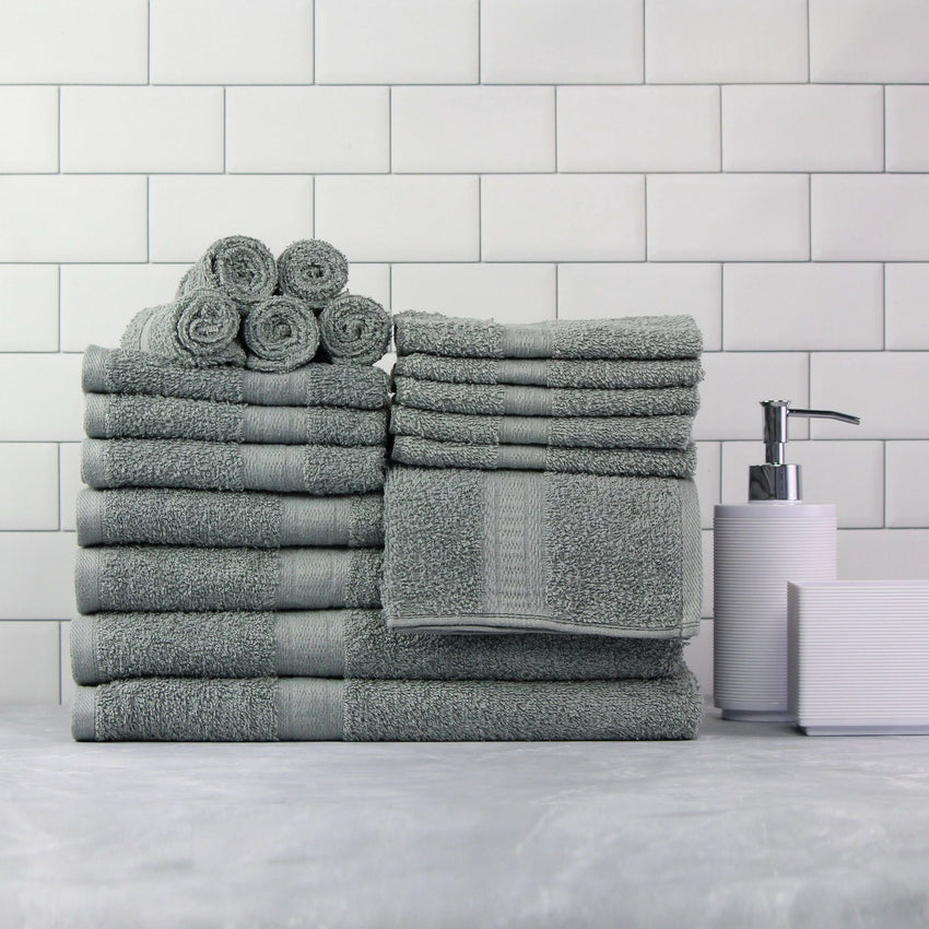 Basic Solid 18 - Piece Bath Towel Set Collection - 7DAY'S