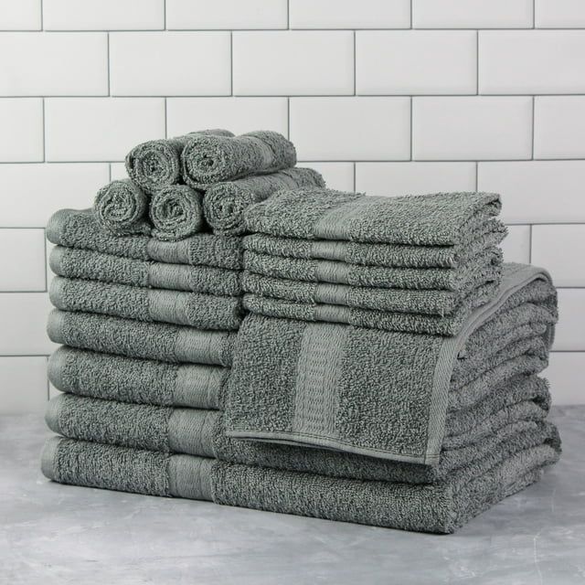 Basic Solid 18 - Piece Bath Towel Set Collection - 7DAY'S