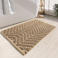 Bathroom Floor Mat,Boho Bath Rug,Super Absorbent Bath Mat,Bathroom Rugs Non Slip Washable, Quick Dry Shower Mats, Ultra Soft Bath Mat Towel,Brown,18"*30" - 7DAY'S