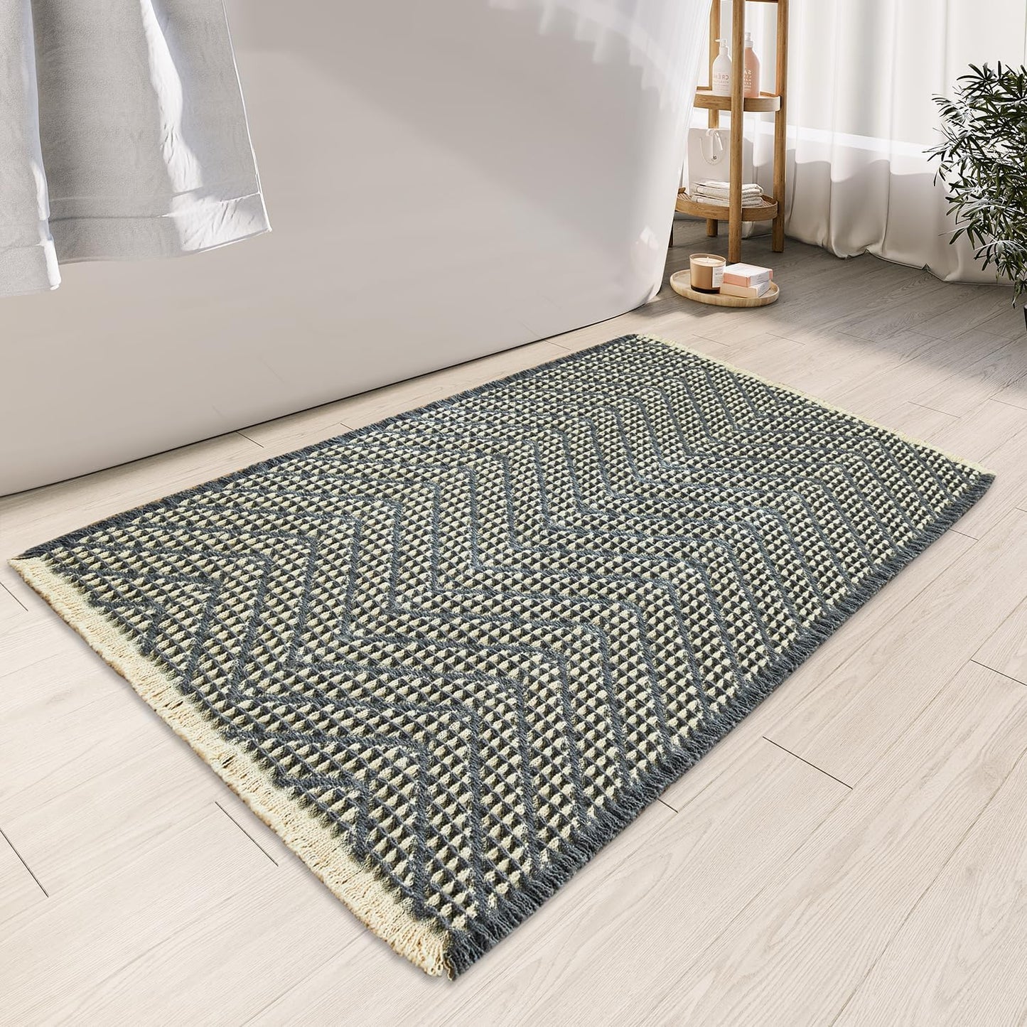 Bathroom Floor Mat,Boho Bath Rug,Super Absorbent Bath Mat,Bathroom Rugs Non Slip Washable, Quick Dry Shower Mats, Ultra Soft Bath Mat Towel,Brown,18"*30" - 7DAY'S