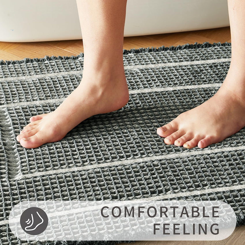 Bathroom Floor Mat,Boho Bath Rug,Super Absorbent Bath Mat,Bathroom Rugs Non Slip Washable, Quick Dry Shower Mats, Ultra Soft Bath Mat Towel,Brown,18"*30" - 7DAY'S