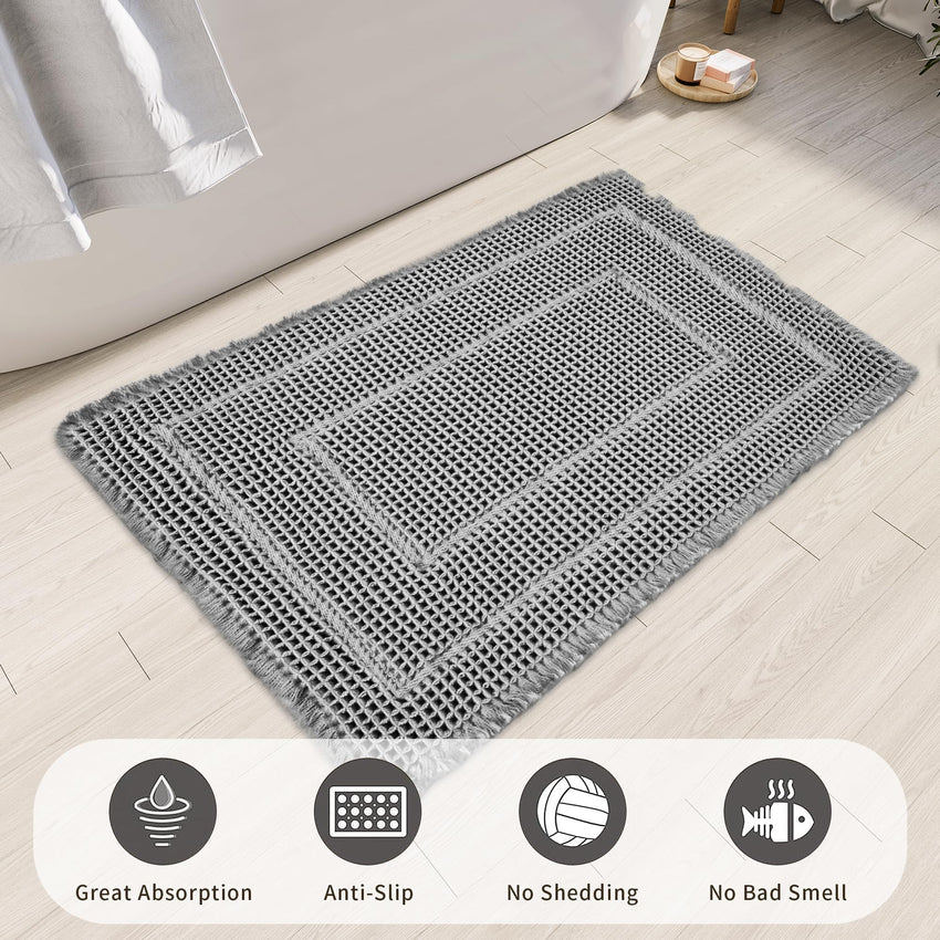 Bathroom Floor Mat,Boho Bath Rug,Super Absorbent Bath Mat,Bathroom Rugs Non Slip Washable, Quick Dry Shower Mats, Ultra Soft Bath Mat Towel,Brown,18"*30" - 7DAY'S
