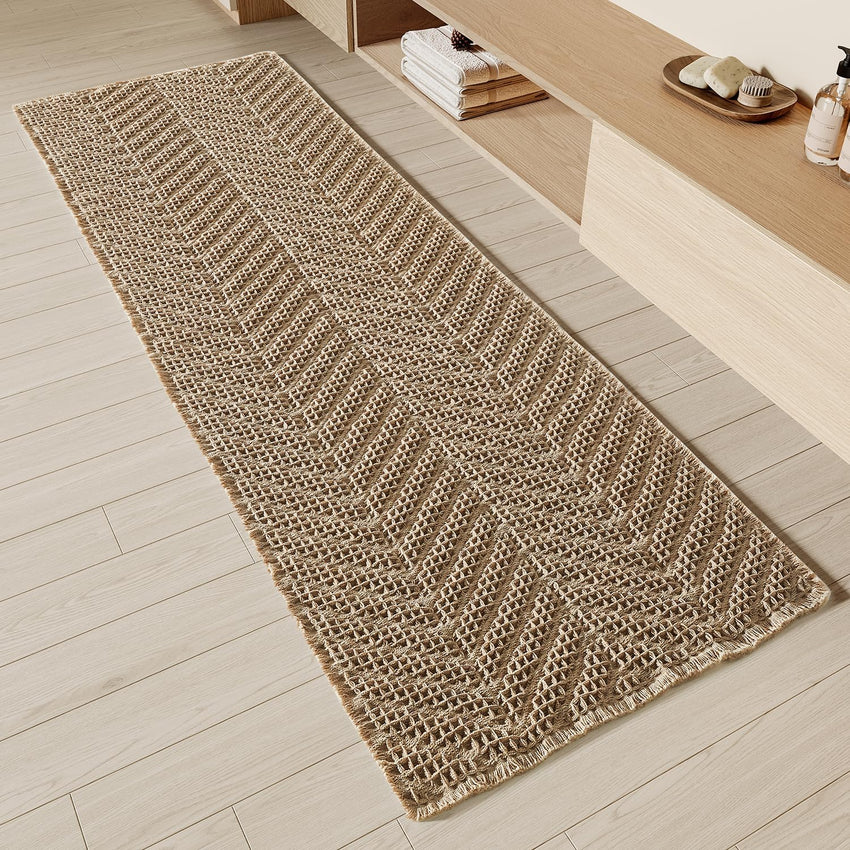 Bathroom Floor Mat,Boho Bath Rug,Super Absorbent Bath Mat,Bathroom Rugs Non Slip Washable, Quick Dry Shower Mats, Ultra Soft Bath Mat Towel,Brown,18"*30" - 7DAY'S